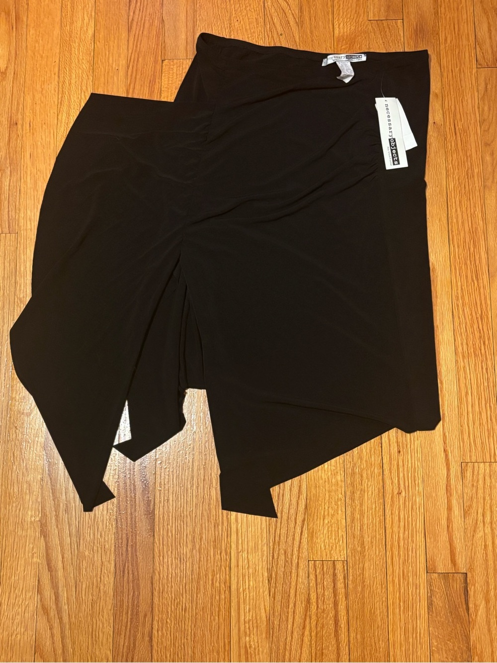 VTG 90s Necessary Objects Asymmetrical Ruched Midi Skirt Black Large NWT